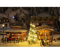 FALLER 134006 H0 2 Boutique de marché de Noël avec Sapin de Noël Lumineux Largeur de Voie H0