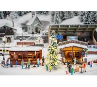 FALLER 134006 H0 2 Boutique de marché de Noël avec Sapin de Noël Lumineux Largeur de Voie H0
