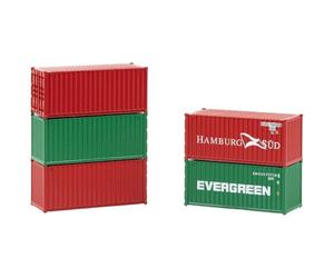 FALLER 182051-20' Lot de 5 Containers - Voie : H0 - Pièces de décoration pour Modélisme Ferroviaire - Echelle 1:87