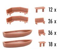 FALLER 64 bancs et 30 tables + 2 barques - N 1/160 - FALLER 272439