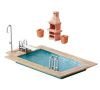 FALLER Swimming Pool and Garden Shed Model Kit with 57 Individual Parts 80 x 44