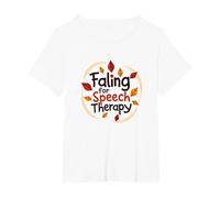 Falling for Speech Therapy - Cadeau sur Le thème de l'automne T-Shirt, Femme Grandes Tailles, Blanc, 4X