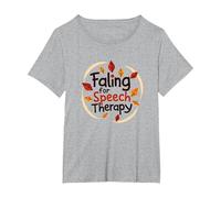 Falling for Speech Therapy - Cadeau sur Le thème de l'automne T-Shirt, Femme Grandes Tailles, Gris Chiné, 4X