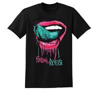 Falling in Reverse Men Lips Personality Casual Cotton T Shirt Mens Unisex Black Tee for S-3Xl Black XL