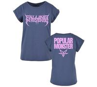 Falling in Reverse Popular Monster Text Femme T-Shirt Manches Courtes Bleu XL 100% Coton Large