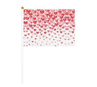Falling Red Hearts Drapeau double face et mini drapeaux à bâton, adaptés pour la décoration de fête et les activités d'équipe