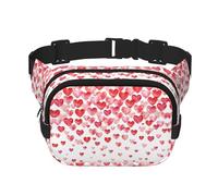 Falling Red Hearts Print Square Waist Purse Double Layer Fanny BagTrendy Travel Waist Bag for Men and Women, noir, One Size