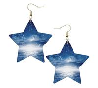 Falling Star Moon Boucles d'oreilles tendance pour femme, boucles d'oreilles pendantes célestes, bijoux en forme d'étoile pour une utilisation polyvalente, One Size, Cuir