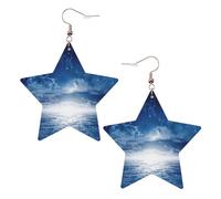 Falling Star Moon Boucles d'oreilles tendance pour femme, boucles d'oreilles pendantes célestes, bijoux en forme d'étoile pour une utilisation polyvalente, One Size, Cuir