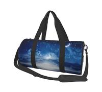 Falling Star Moon Grand sac de voyage rond pliable avec bandoulière amovible en toile durable pour le sport
