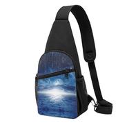 Falling Star Moon Sac à bandoulière décontracté en polyester durable avec plusieurs poches et porte-clés et sangle réglable pour homme et femme