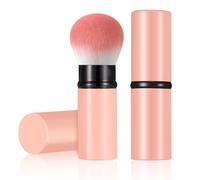 Falliny Pinceau de maquillage Kabuki rétractable Pinceau de voyage pour le visage Pinceau à poudre portable avec couvercle pour blush, bronzeur, polissage, poudre cosmétique sans défaut