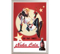 Fallout 4 - Poster - Nuka Cola Motif 1 + cadre amovible, Shinsuke® Maxi aluminium argenté, vitre acrylique