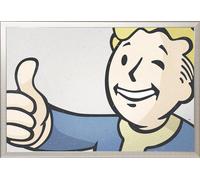 Fallout 4 - Poster - Vault Boy + cadre amovible, Shinsuke® Maxi aluminium argenté, vitre acrylique