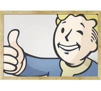 Fallout 4 - Poster - Vault Boy + cadre amovible, Shinsuke® Maxi MDF hêtre, vitre acrylique
