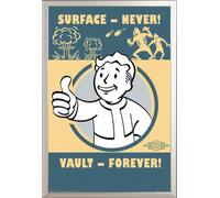 Fallout 4 - Poster - Vault Forever + cadre amovible, Shinsuke® Maxi aluminium argenté, vitre acrylique