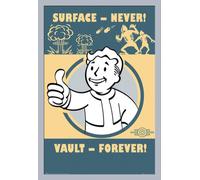 Fallout 4 - Poster - Vault Forever + cadre amovible, Shinsuke® Maxi MDF argenté, vitre acrylique