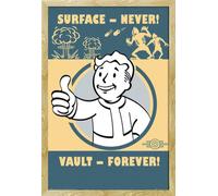 Fallout 4 - Poster - Vault Forever + cadre amovible, Shinsuke® Maxi MDF hêtre, vitre acrylique