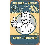 Fallout 4- Surface Never Vault Forever Panneaux d’étain Vintage Affiche de métal rétro Plaque de Panneau Mur Art décor 8×12 Pouces