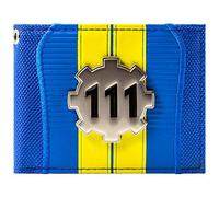 Fallout 4 Vault 111 Badge Métallique Engrenage Argent Portefeuille Bi-Fold ID & Porte-Carte, Bleu