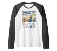 Fallout Video Game Enjoy Vault Living Vault-Tec Retro Ad Manche Raglan