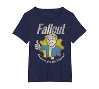 Fallout Video Game Prepare for The Future Vault Boy T-Shirt, Femme Grandes Tailles, Bleu Marine, 1X