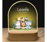 Fallover Veilleuse Bébé Personnalisé avec Prénom & Date, Cadeau de Baptême Pour Bebe Naissance Garçon et Fille Cadeau Nouveau-Né pour Fille, Lampe Bebe Personnalisé, Idées Cadeau de Noël (Style 115)
