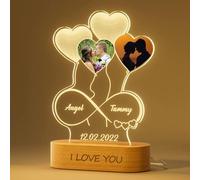 Fallover Veilleuse en Forme de Cœur, Plaque Acrylique Personnalisée avec Veilleuse, Cadeau Personnalisé pour Maman, Femme, Couple, Décor Chambre, Fête des Mères, Saint-Valentin, Noël, Anniversaire