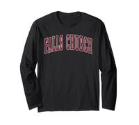 Falls Church Virginia Souvenir College Style Red Text Manche Longue