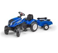 FALQUET Falk - Tracteur à pédales New Holland avec remorque - Dès 2 Ans | Capot ouvrant - volant directionnel avec klaxon - Fabriqué en France - Tracteur enfant - Jeux extérieur enfant - 3080AB