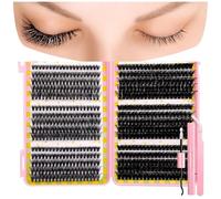 False Eyelashes Lash Clusters Kit C Curl Soft Fluffy Thick Novice Mixed Segmented Individual DIY Beauty Decoration Lashes with Thin Band Cluster Eyelash Extensions Kit with Glue Tweezers (D40-80)