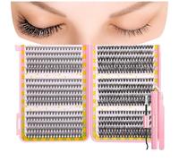 False Eyelashes Lash Clusters Kit C Curl Soft Fluffy Thick Novice Mixed Segmented Individual DIY Beauty Decoration Lashes with Thin Band Cluster Eyelash Extensions Kit with Glue Tweezers (D20-D30)