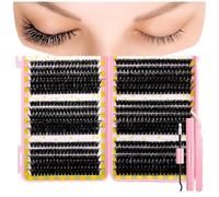 False Eyelashes Lash Clusters Kit C Curl Soft Fluffy Thick Novice Mixed Segmented Individual DIY Beauty Decoration Lashes with Thin Band Cluster Eyelash Extensions Kit with Glue Tweezers (D60-D80)