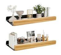 FALSKT 2 Pièces Etagere Murale Noir 40cm 2 Façons de Montage | Étagère Murale Bois Etagères Flottante Murales en Metal Tablette Murale Rouille pour Salon Cuisine Chambre Salle de Bain