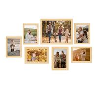 FALSKT 7 Pièces Cadre Photo 3 Tailles pour Photos Affiches Puzzles | Plusieurs Méthodes de Placement, Décoration Murale Plexiglas Cadre pour Puzzle pour Photos, Affiches, Puzzles (Couleur Bois)