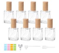 FALSKT 8PCS 15 ml Vaporisateur Parfum Transparent Flacon Parfum Vide | Verre Flacon Spray Vide Avec 1 Seringue 1 Petit Entonnoir 1 Compte-gouttes 1 Embout 1 Autocollant pour Hommes Femmes