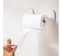 FALSKT Porte Sopalin Mural Aucun Perçage Requis, Support Sopalin Fonctionnement à Une Main, Support Essuie Tout Support Papier Toilette Mural pour Cuisine Salle de Bains (Blanc)