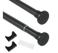 FALSKT Tringle Rideau sans Percage Tringle Rideau Extensible Barre Rideau Douche et Barre telescopique pour salle de bain, fenêtre, penderie, Tringle à Rideaux en Inox 50-80 cm, Noir (Diamètre 25 mm)