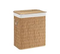 hjh LIVING FALSTER XL R - Panier à linge à 2 compartiments - 100 l - Avec couvercle et poignées - Fonction pliable pratique - Marron