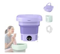 Faltbare Kleine Waschmaschine, Faltbare Mini Waschmaschine 8L mit 360° Blu-Ray Schleuder Und Ablaufrohr Camping Waschmaschine für Wohnungswäsche Camping Wohnmobil,Purple