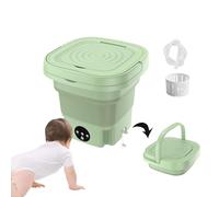 Faltbare Kleine Waschmaschine, Reisewaschmaschine 8L Leicht Zusammenklappbar mit 360° Blu-Ray Faltbare Mini Waschmaschine für Unterwäsche,Socken,Babykleidung,Green