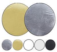 Faltreflektoren de 56 cm de diamètre pour 5 en 1-or, argent, noir, blanc et diffuseur