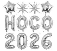 Falueqg Lot de ballons de décoration de retour à la maison - Ballons Hoco argentés pour décorations de fête Homecomimg, fournitures de fête pour la rentrée scolaire