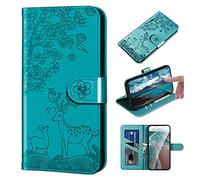FALUWONRU Coque pour Samsung Galaxy S7 Flip Case Cover,Motif de cerf Sika en Relief étui Portefeuille en Cuir PU+TPU Housse avec Antichoc Fonction Stand Fentes Cartes,Bleu