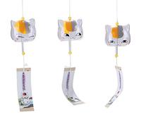 Falytemow Japanese Wind Cat Clock Petite Cloche à Vent Pendentif Japonais en Verre Fait à la Main Home Decor (3 Morceaux de Chat Transparent)