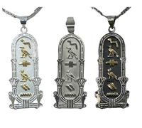 FAMA.store Collier à cartouche personnalisé d'un côté et double face en argent et symboles 18 carats solides Traduire en hiéroglyphes égyptiens anciens et arabes jusqu'à 7 lettres, up to 7 letters
