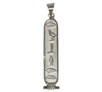 FAMA.store Customize Personalized pendant Egyptian Cartouche Necklace Sterling Silver one,two Side Translate into Hieroglyphs Handmade in Egypt (2.25 inch (8-9 Letters))