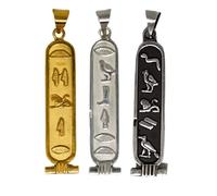 FAMA.store Personnalisez votre pendentif Necklac Cartouche personnalisée en argent sterling 925 1 face et 2 faces Traduire en hiéroglyphe égyptien ancien