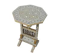 FAMA.store Table d'appoint en nacre pour salon, table d'appoint d'angle style marocain (table à feuilles tombantes)