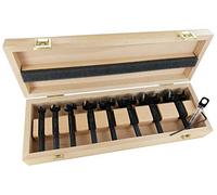 FAMAG Bormax 1664508 Lot de 8 embouts HM Prima avec pointe centrale et pré-perçage pour tous les matériaux en bois avec boîte en bois Gris Ø 15-50 mm